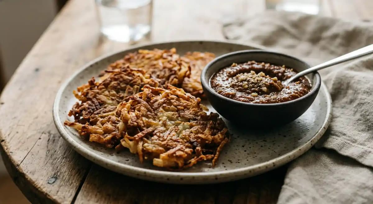 Hash browns, walnut ketchup