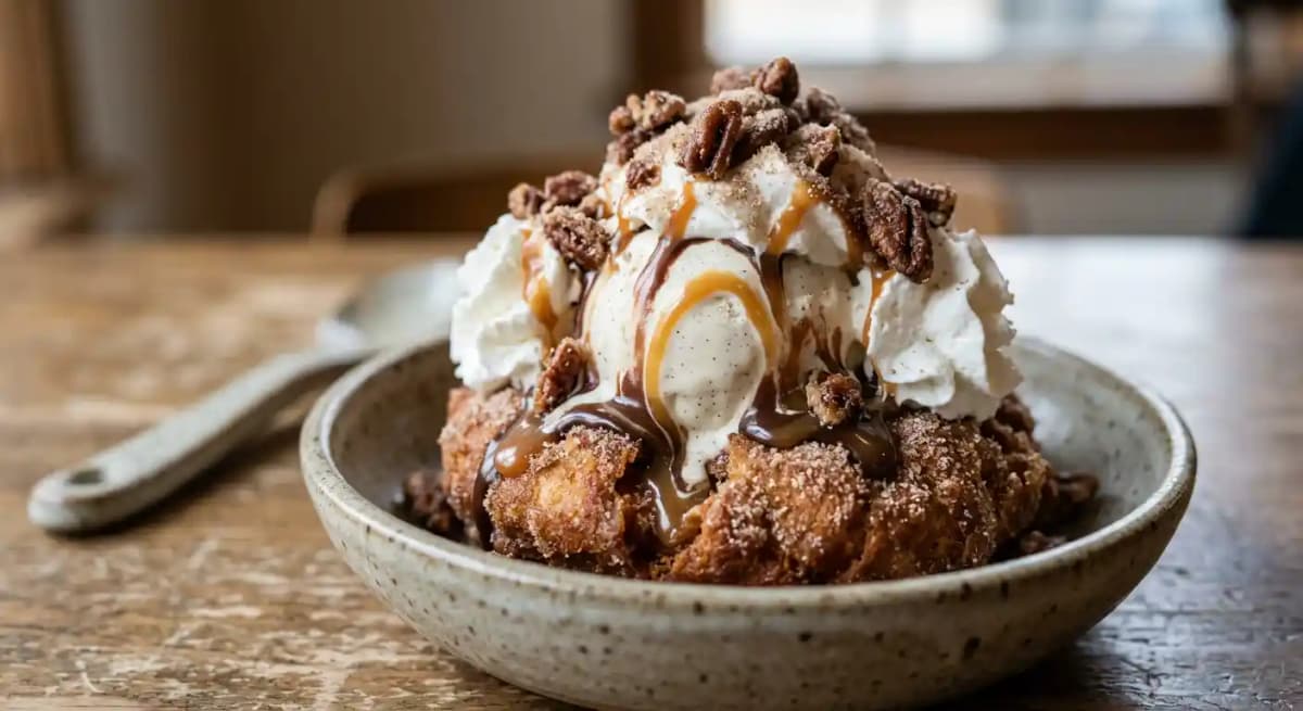 Deep Fried Cinnamon Biscuit Sundae