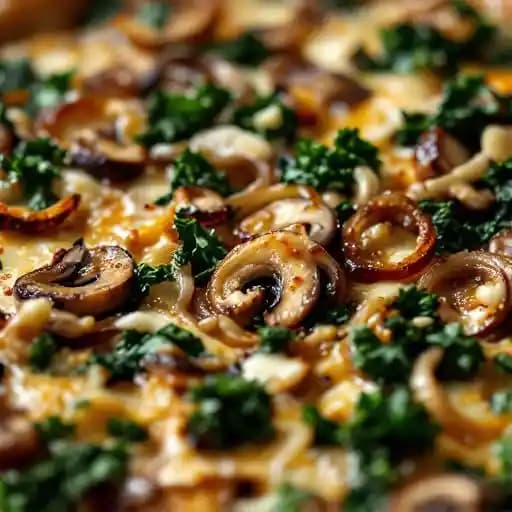 Vegan Kale + Mushroom Pizza