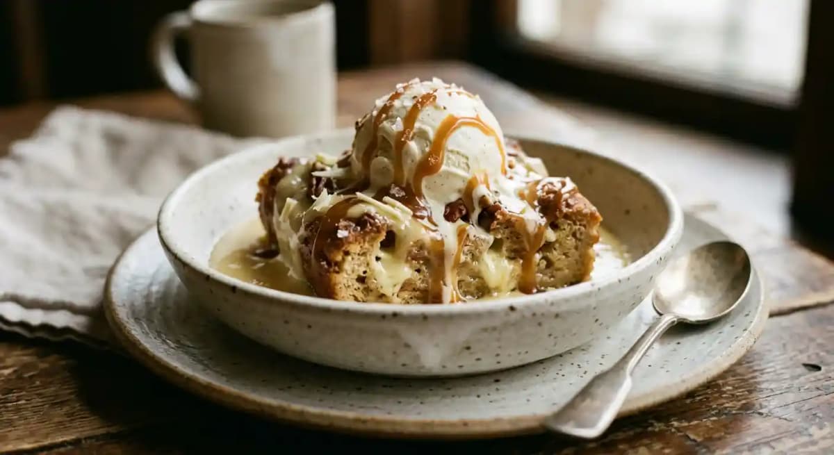 Warm White Chocolate Bread Pudding